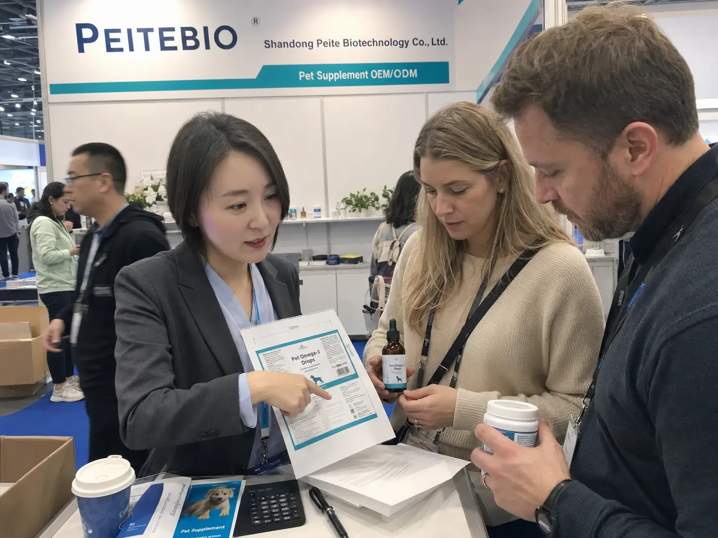 PEITEBIO discussing private-label pet supplements with international buyers